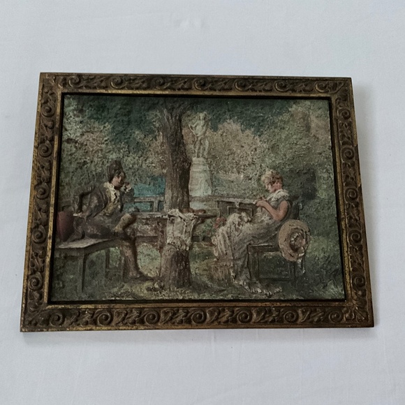 BRADLEY & HUBBARD Antique Painted Cast Iron Garden Scene - Picture 1 of 11